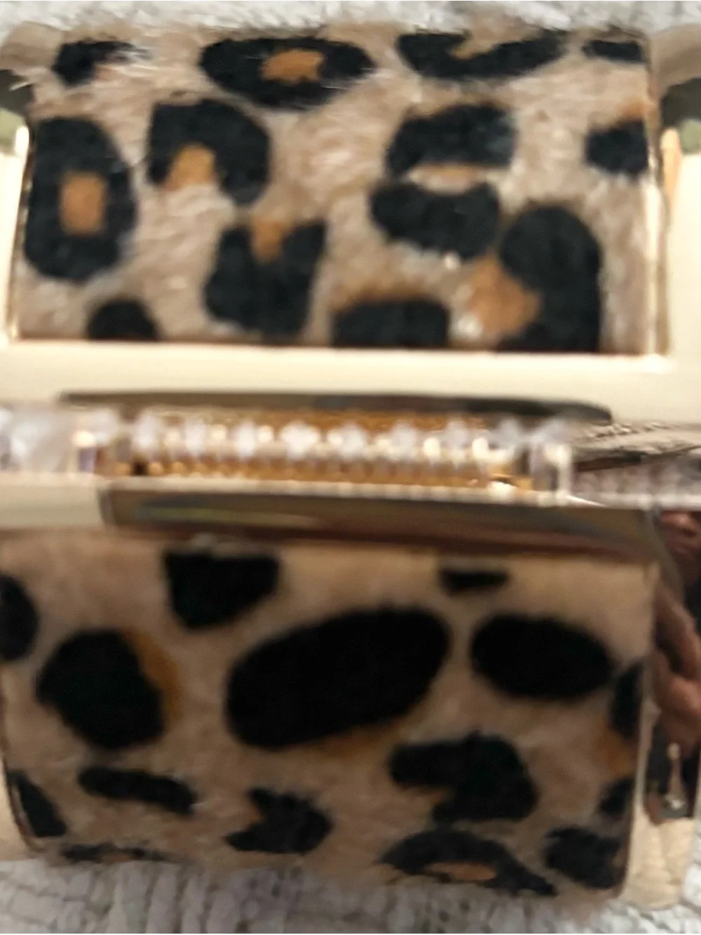 eye candy Leopard Print Gold Hinged Cuff Bracelet